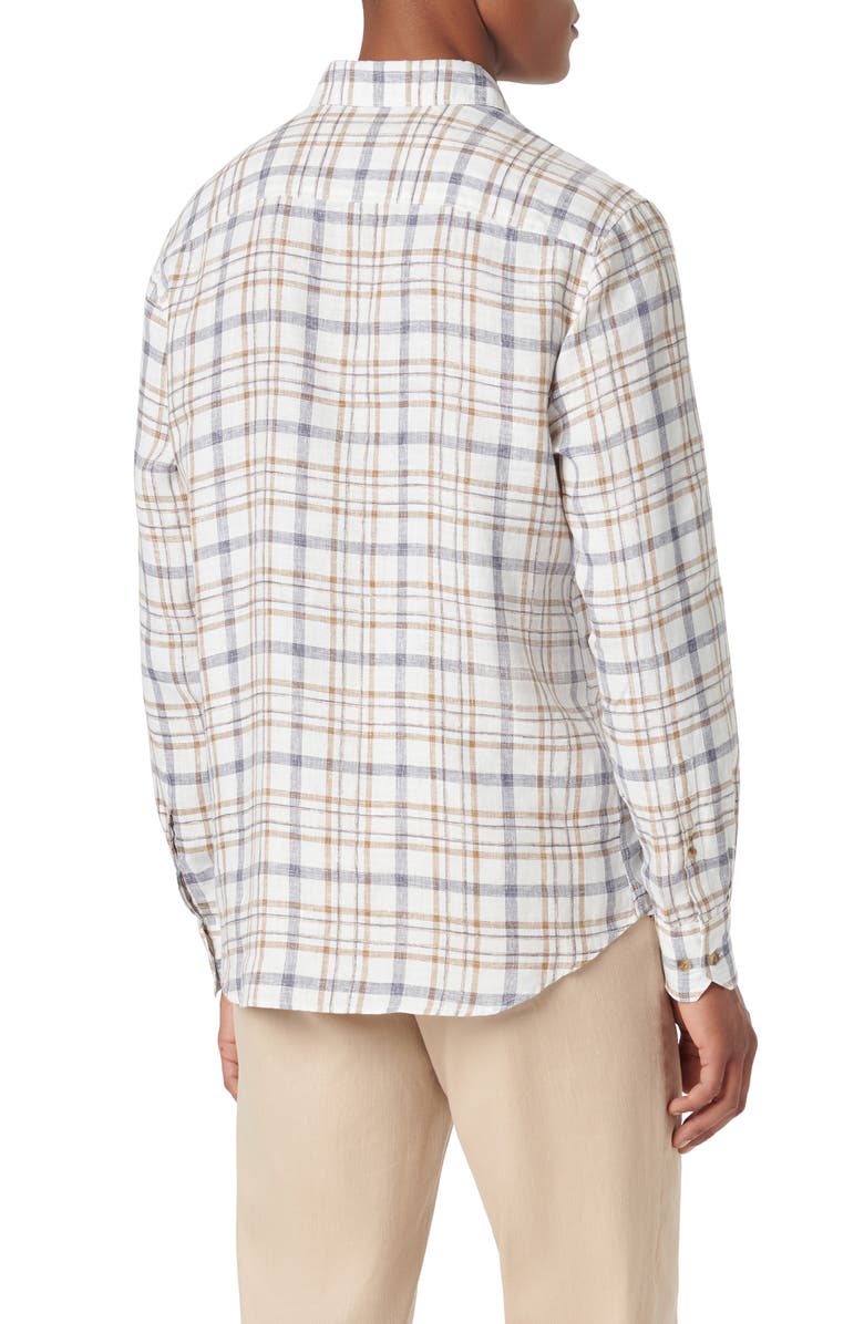 Julian Shaped Fit Plaid Linen Button-Up Shirt