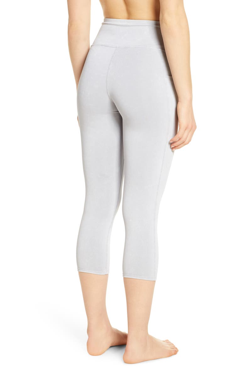 Zella Live In High Waist Stone Wash Pocket Crop Leggings, Alternate, color, 