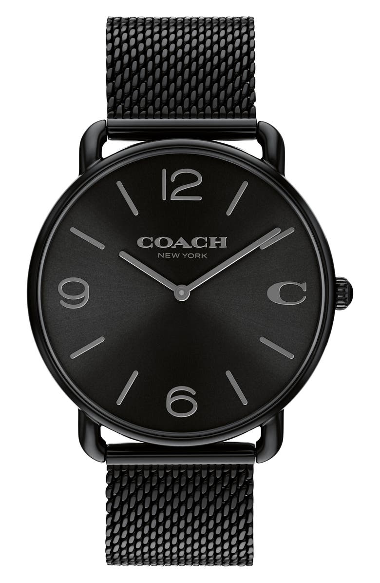 COACH Elliot Mesh Strap Watch, 41mm, Main, color, Black
