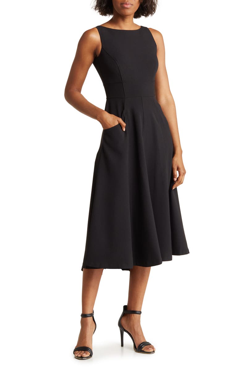 Eliza J Bateau Neck Fit & Flare Dress, Main, color,