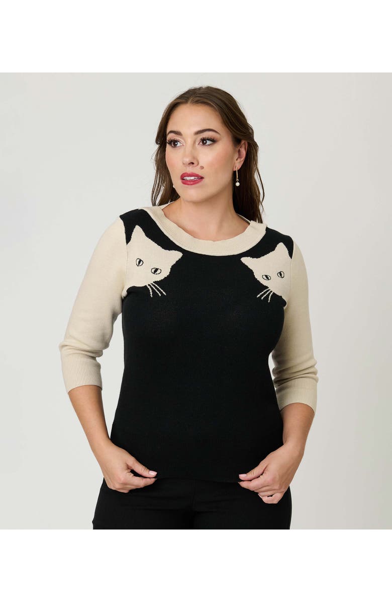 Unique Vintage Minou Sweater, Alternate, color, Black/White