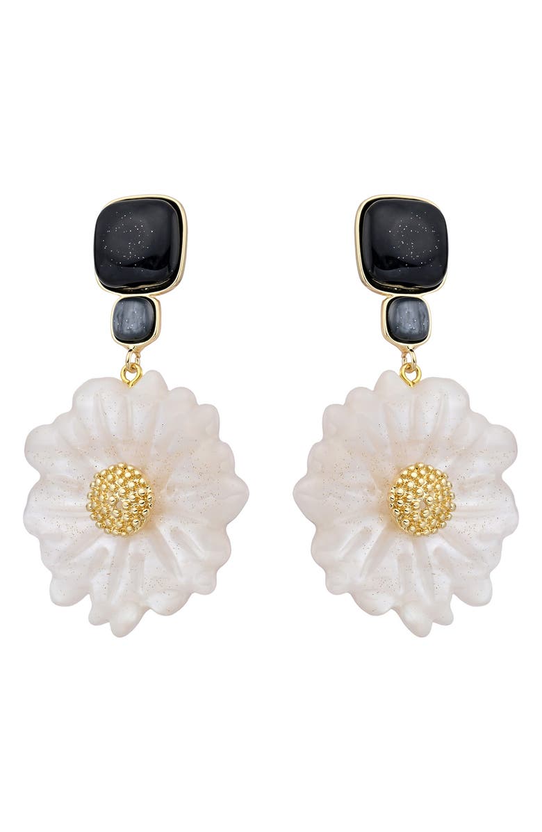 EYE CANDY LOS ANGELES Vivienne Flower Statement Drop Earrings, Alternate, color, White
