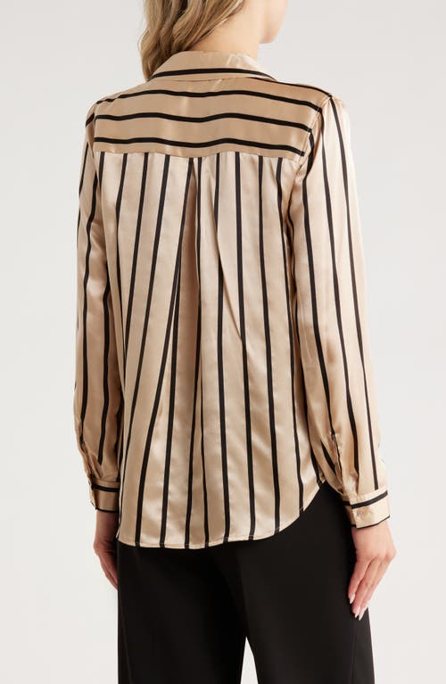 L Agence L'agence Tyler Stripe Long Sleeve Silk Button-up Shirt In Multi