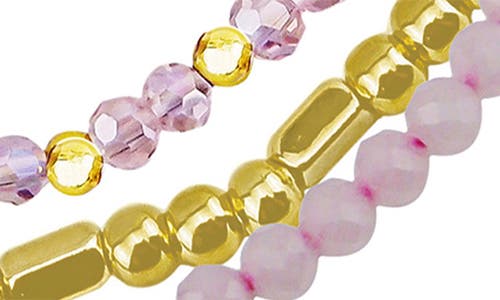 Panacea Set Of 3 Beaded Stretch Bracelets In Pink
