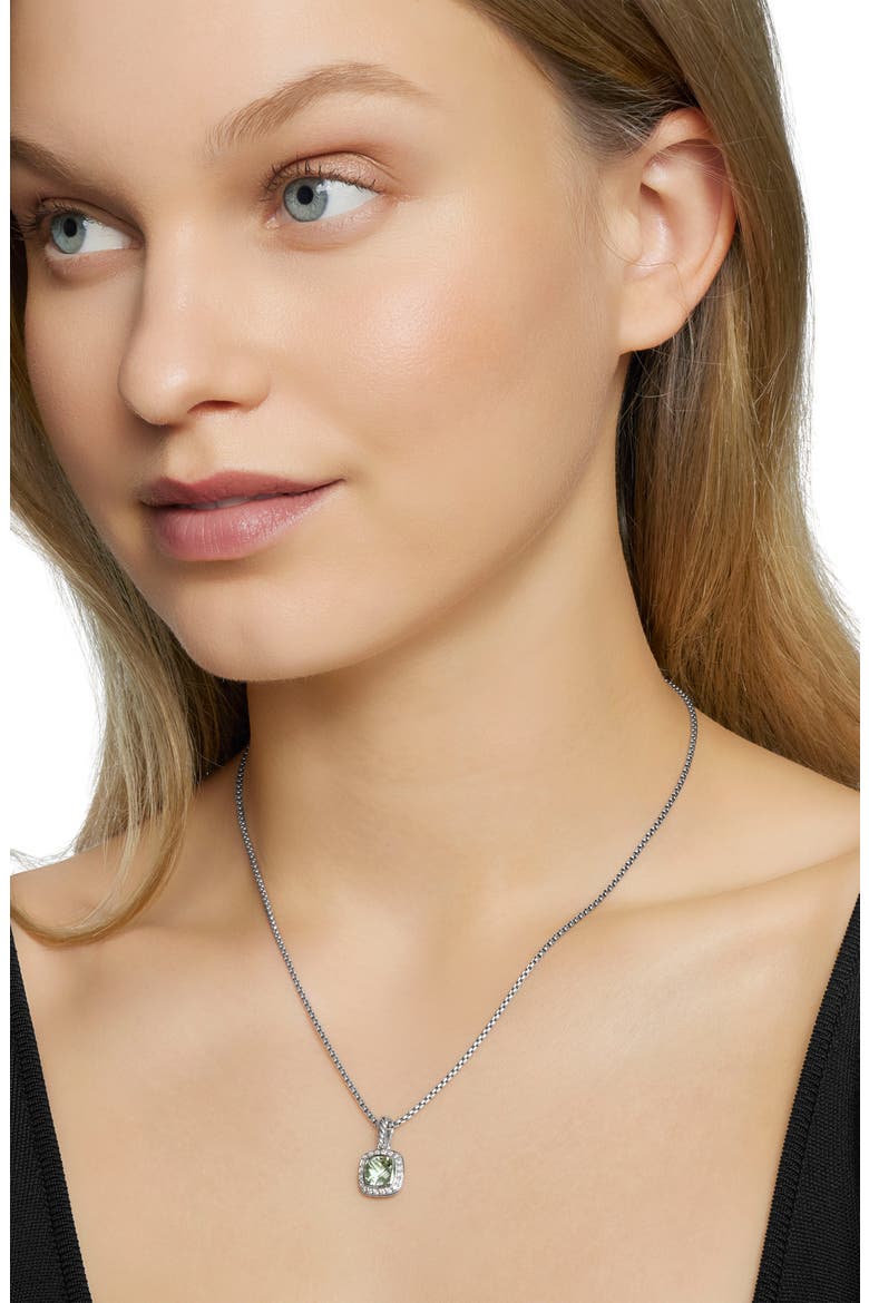 Petite Albion® Halo Cushion Pendant Necklace, Alternate, color, PRASIOLITE