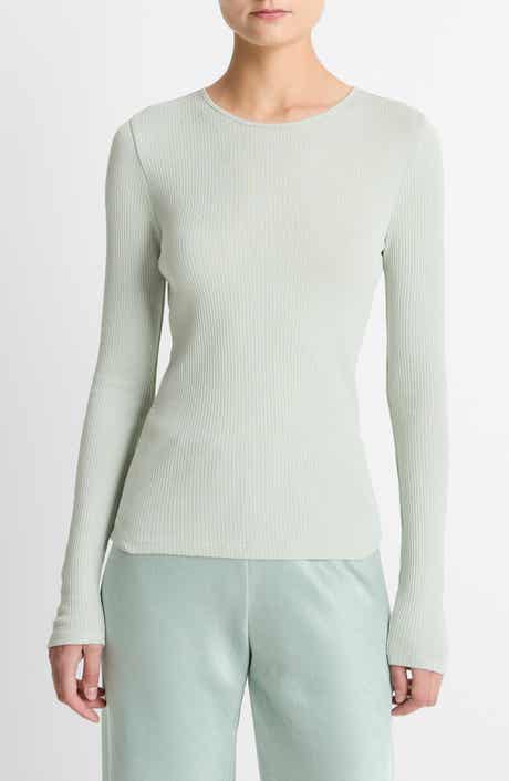 Rib Pima Cotton Long Sleeve Crewneck T-Shirt