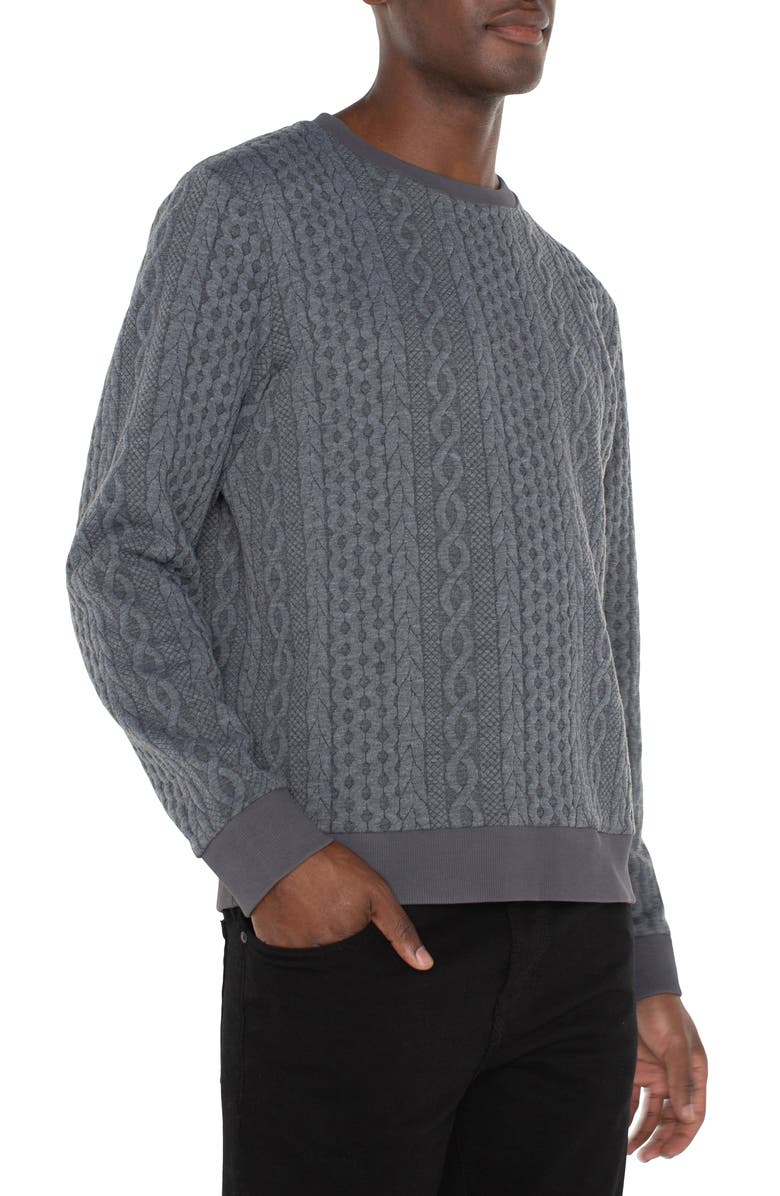 Liverpool Cable Textured Crewneck Sweatshirt, Alternate, color, 