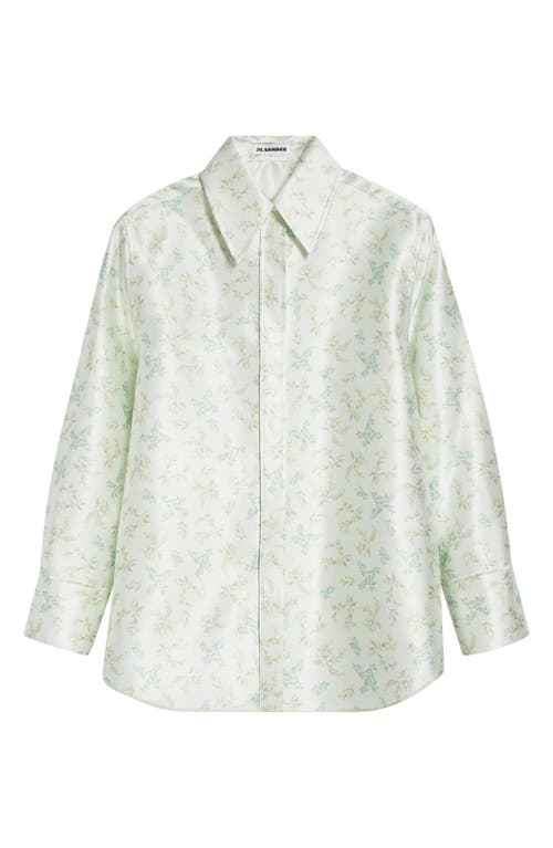 Jil Sander Floral Satin Button-up Shirt In Green