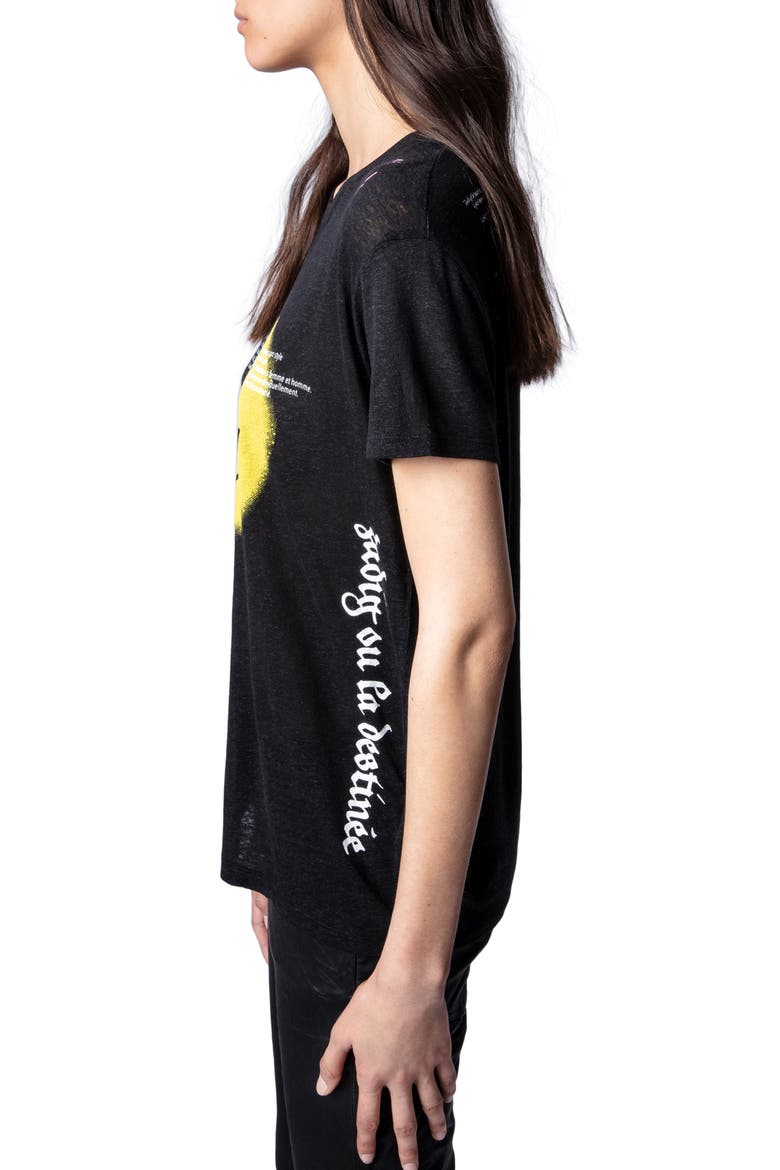 Walk Linen Blend Graphic Tee, Alternate, color, NOIR