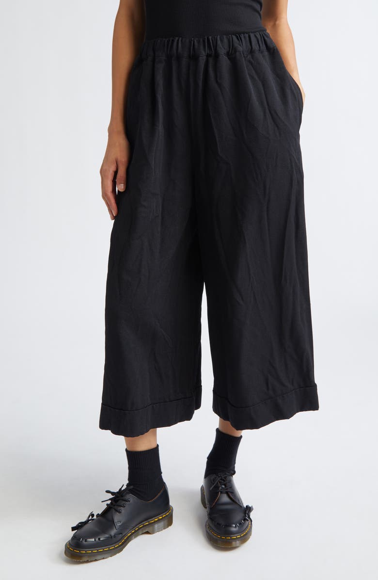 Comme des Garçons Comme des Garçons Garment Dyed Gabardine Wide Leg Pants, Main, color, Black