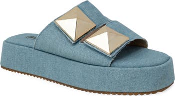 Pyramid Stud Platform Slide Sandal
