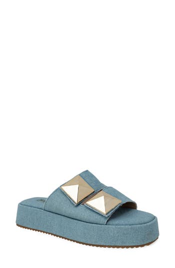 CHASE & CHLOE CHASE AND CHLOE PYRAMID STUD PLATFORM SLIDE SANDAL 