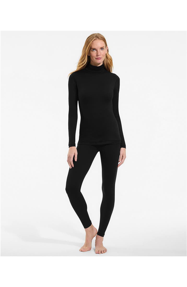 Lands' End Baselayer Cozy Thermaskin Turtleneck Top, Alternate, color, Black