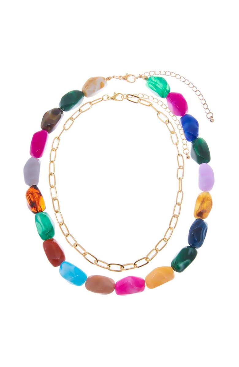 BY ADINA EDEN Gold Chain & Multicolor Bead Necklace, Alternate, color, Multi-Color