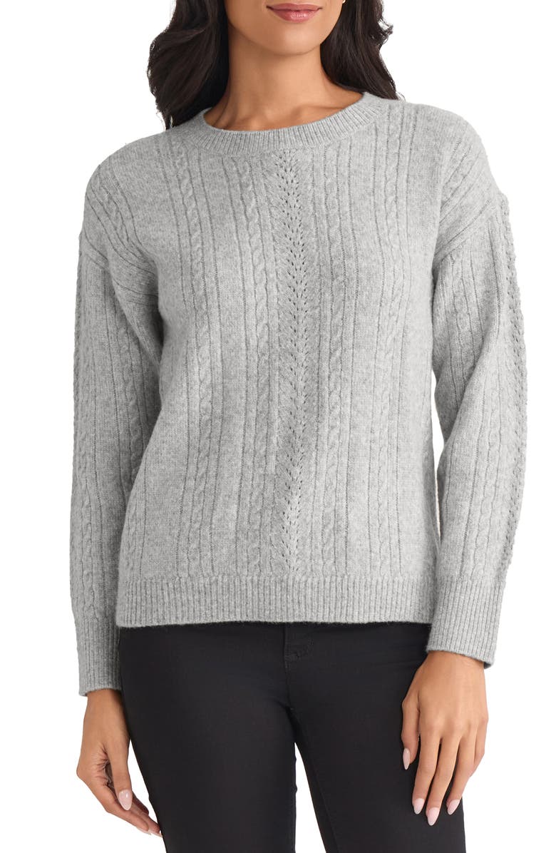 Jones New York Mixed Stitch Cotton Blend Sweater, Main, color, Smoke Heather