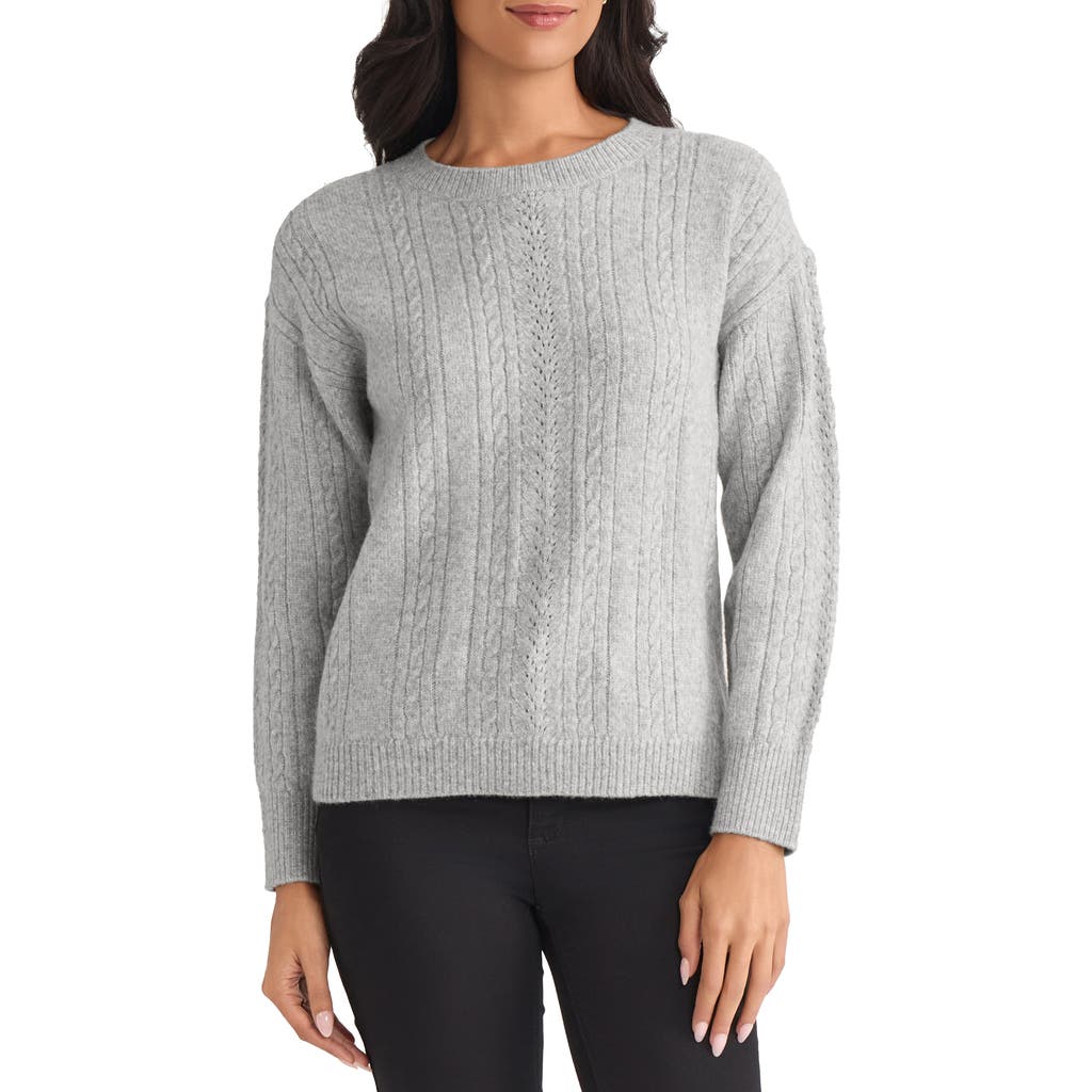 Jones New York Mixed Stitch Cotton Blend Sweater In Gray