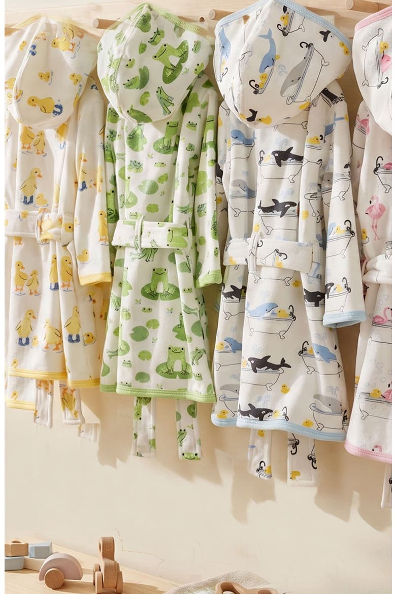 Kids' Robin Organic Cotton Hooded Robe, Alternate, color, OH WHALE
