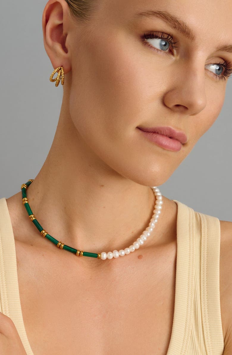 Nialaya Pearl Choker, Alternate, color, Green Jade