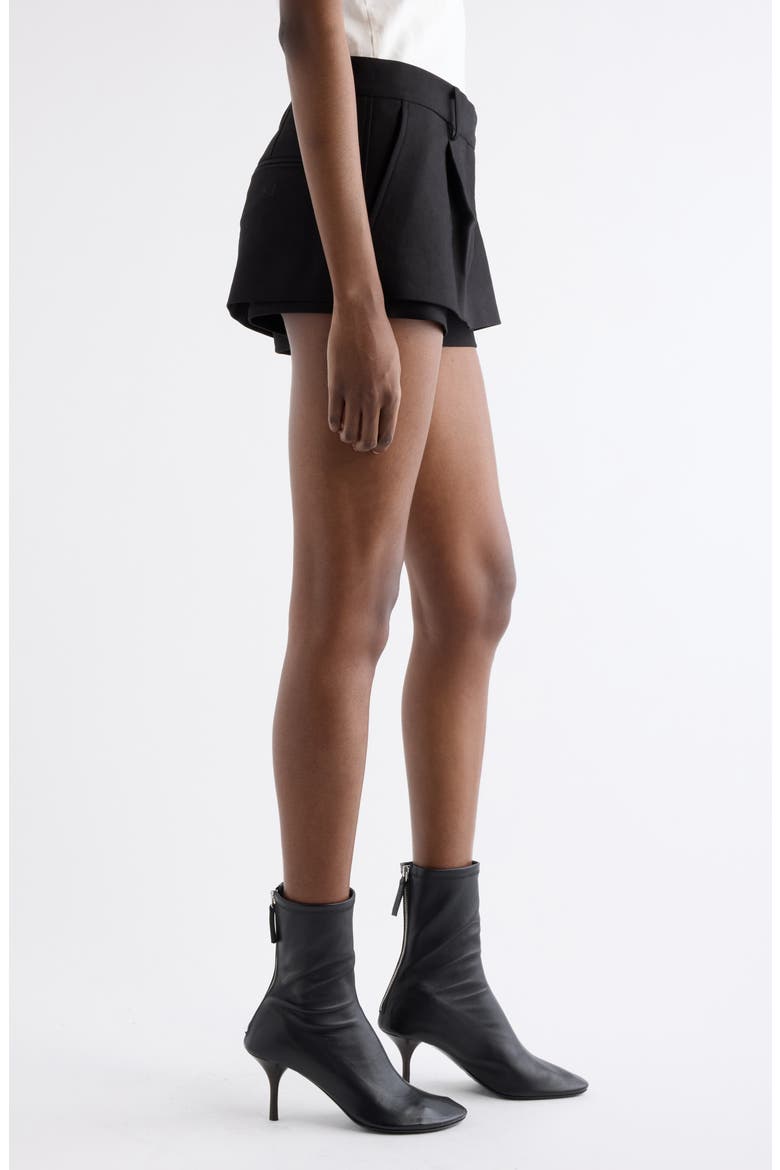 Ikka Layered Pleated Organic Cotton Sateen Miniskirt, Alternate, color, BLACK