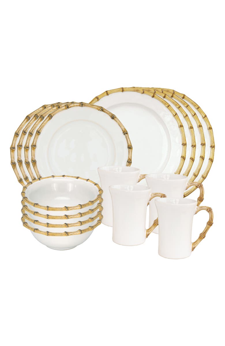 Juliska Bamboo Ceramic 16-Piece Dinnerware Set, Main, color, Bamboo Natural