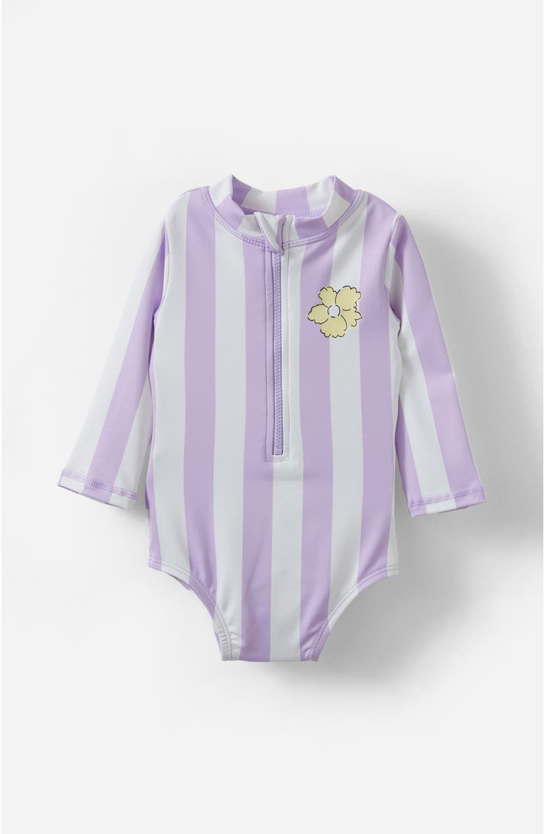 Cotton On Kids Lucy Long Sleeve Ruffle Back Swimsuit, Main, color, 