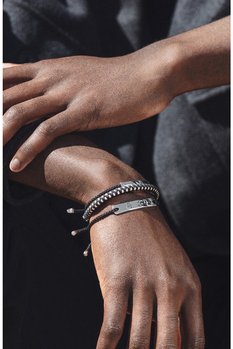 Men's Havana Engravable Friendship Bracelet, Alternate, color, SILVER/ BLACK