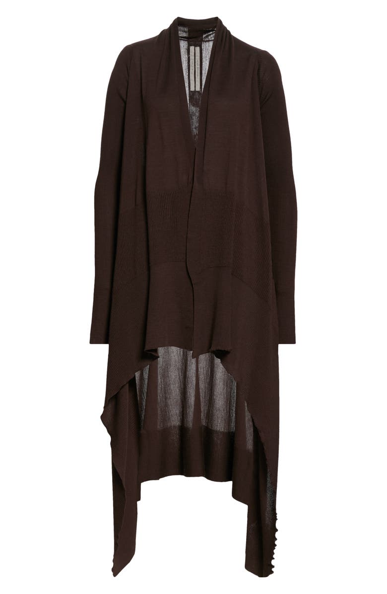 Rick Owens Long Asymmetrical Wool Cardigan, Alternate, color,
