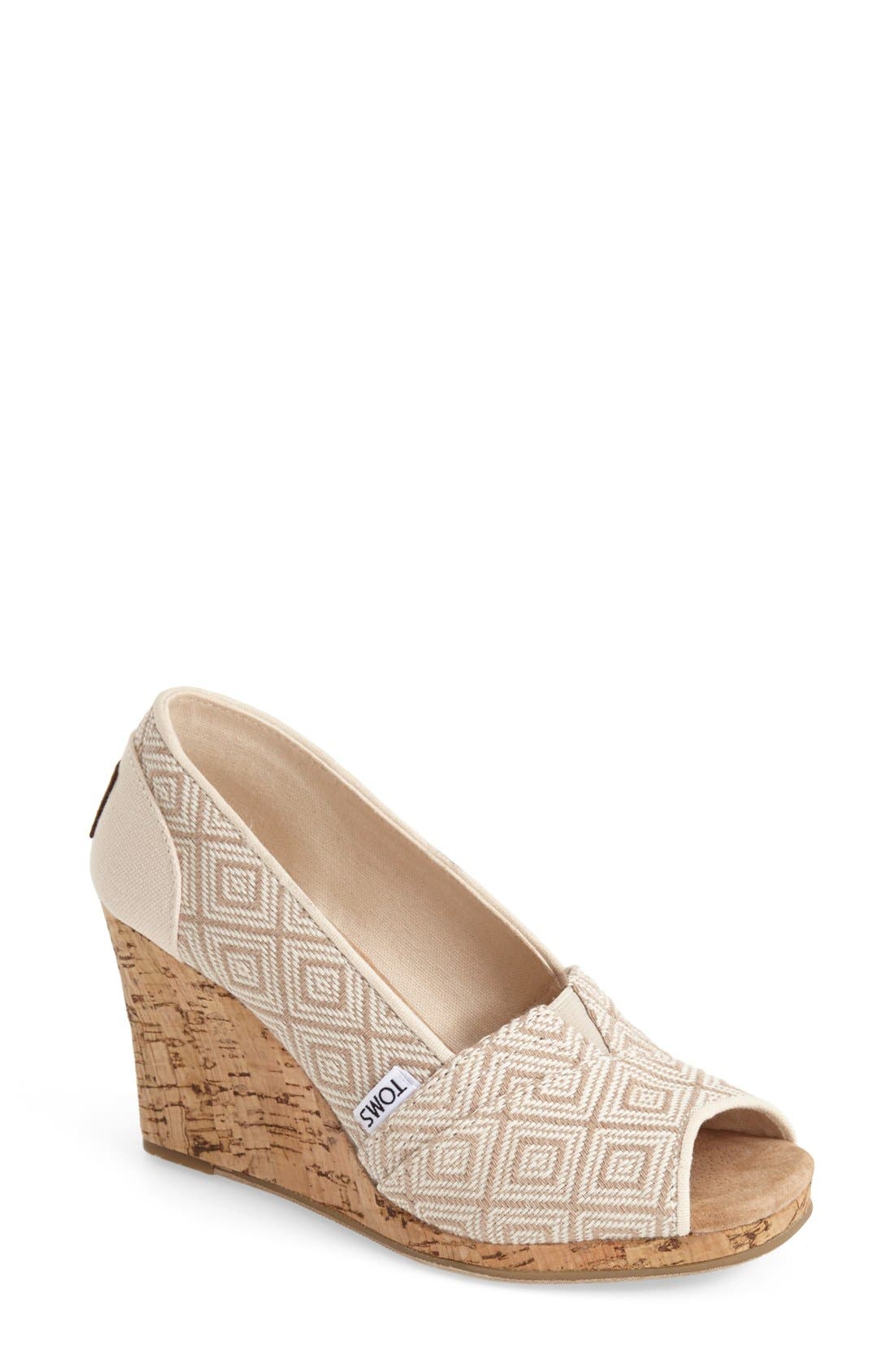 TOMS 'Classic' Woven Wedge Sandal, Main, color, 