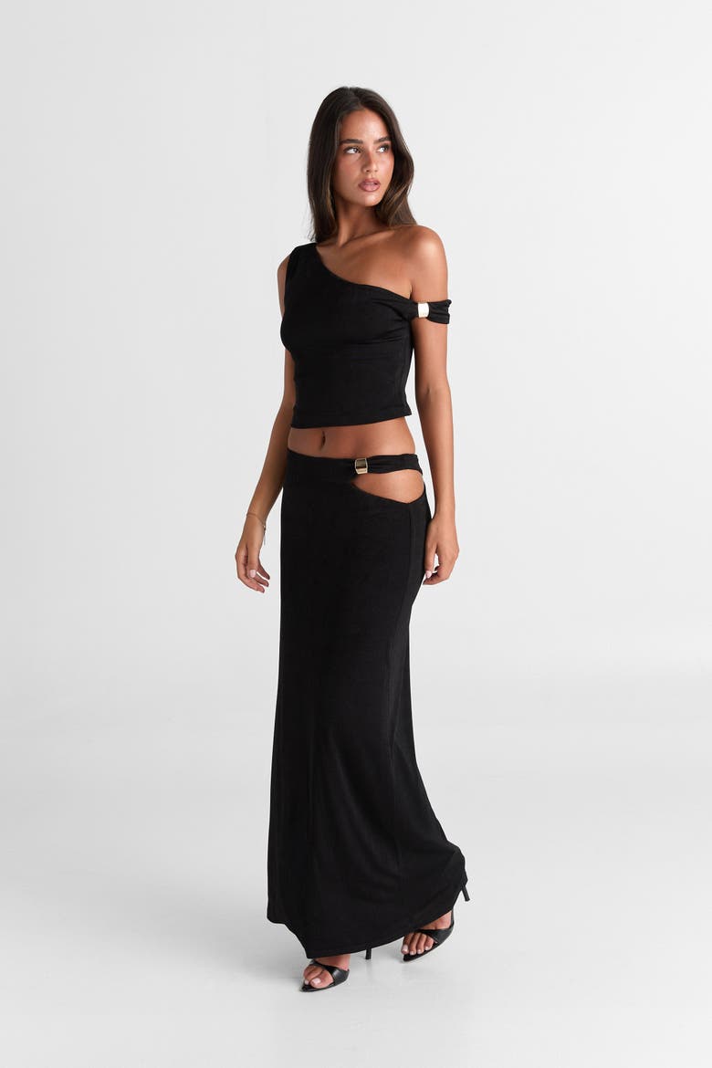 Lilah Maxi Skirt, Alternate, color, Black