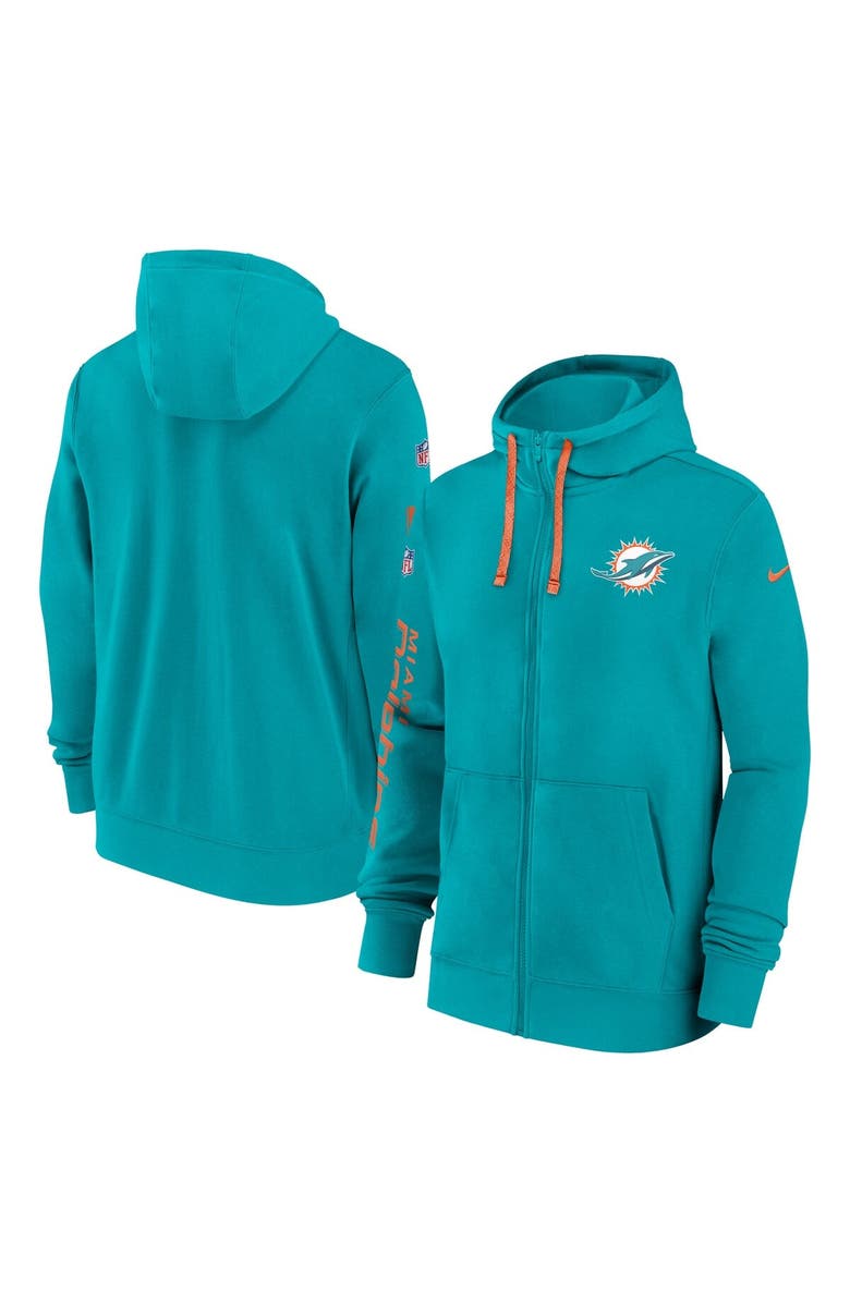 Nike Men's Nike Aqua Miami Dolphins 2024 Sideline Club Full-Zip Hoodie, Alternate, color, Aqua