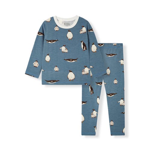 Milkbarn Luxe Stretch Long Sleeve Two Piece Pajama Set In Blue