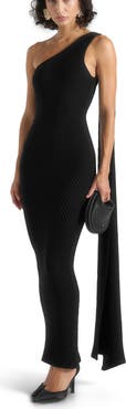 Manière De Voir Laya Asymmetric Knit Midaxi Dress With Scarf