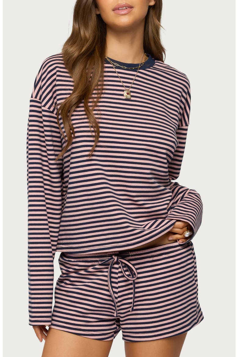 Jainee Stripe Long Sleeve Top, Main, color, NAVY-AND-PINK