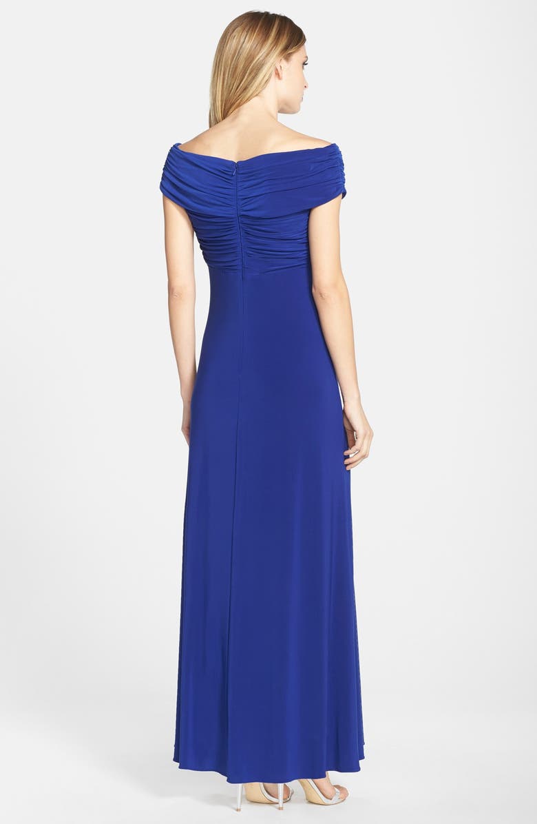 Alex Evenings Off the Shoulder Jersey A-Line Gown, Alternate, color,