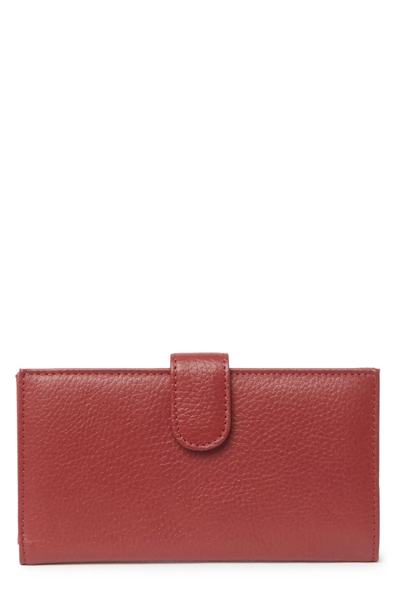 Slim Leather Clutch Continental Wallet, Main, color, 05N-RED