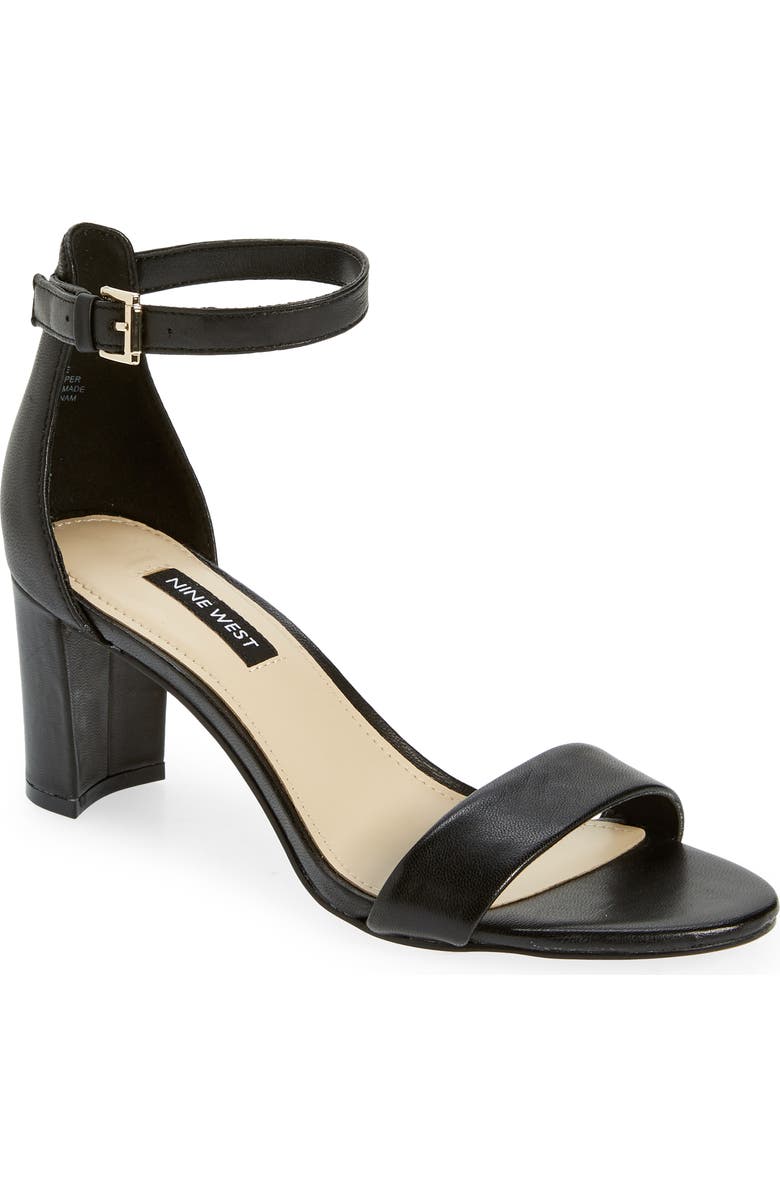 Nine West Pruce Ankle Strap Sandal, Main, color, Black Leather