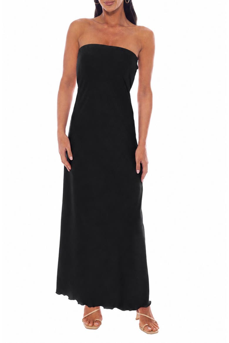 Strapless Maxi Dress, Main, color, BLACK