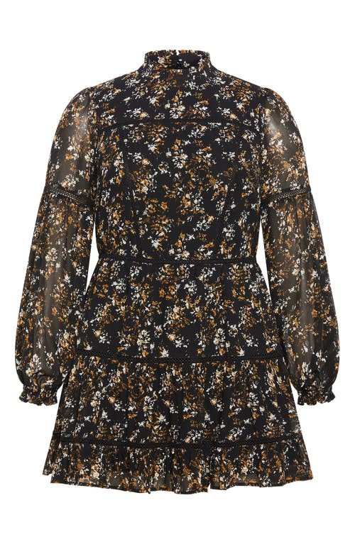 City Chic Lennox Floral Long Sleeve Dress In Pink