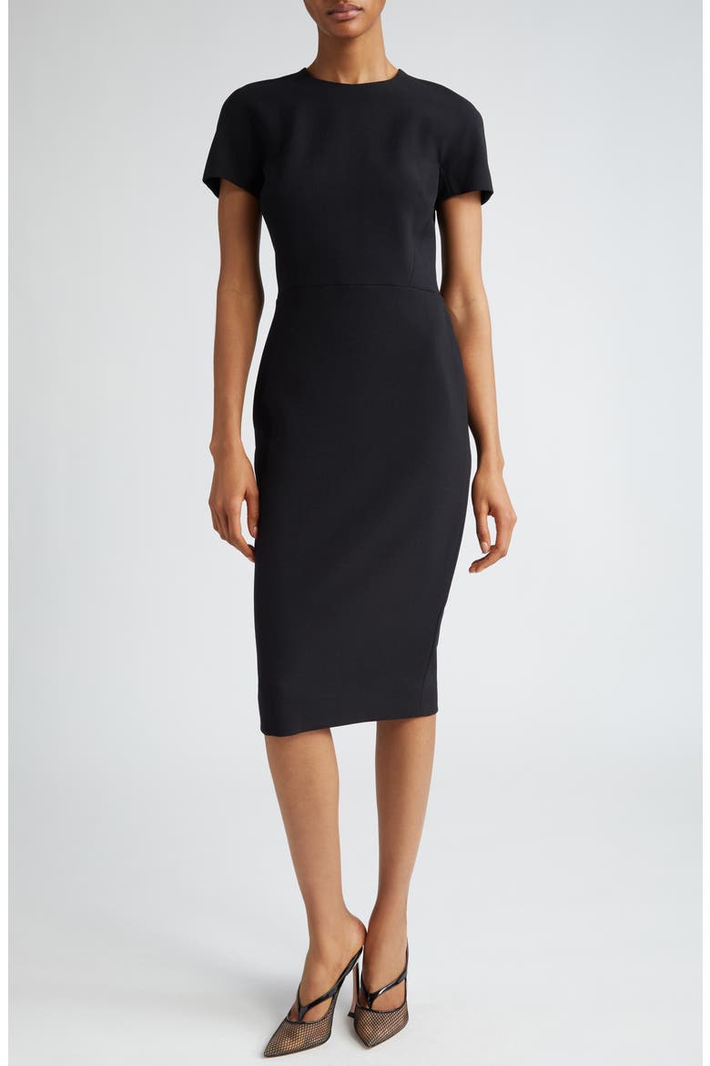 Crepe Sheath Dress, Main, color, BLACK