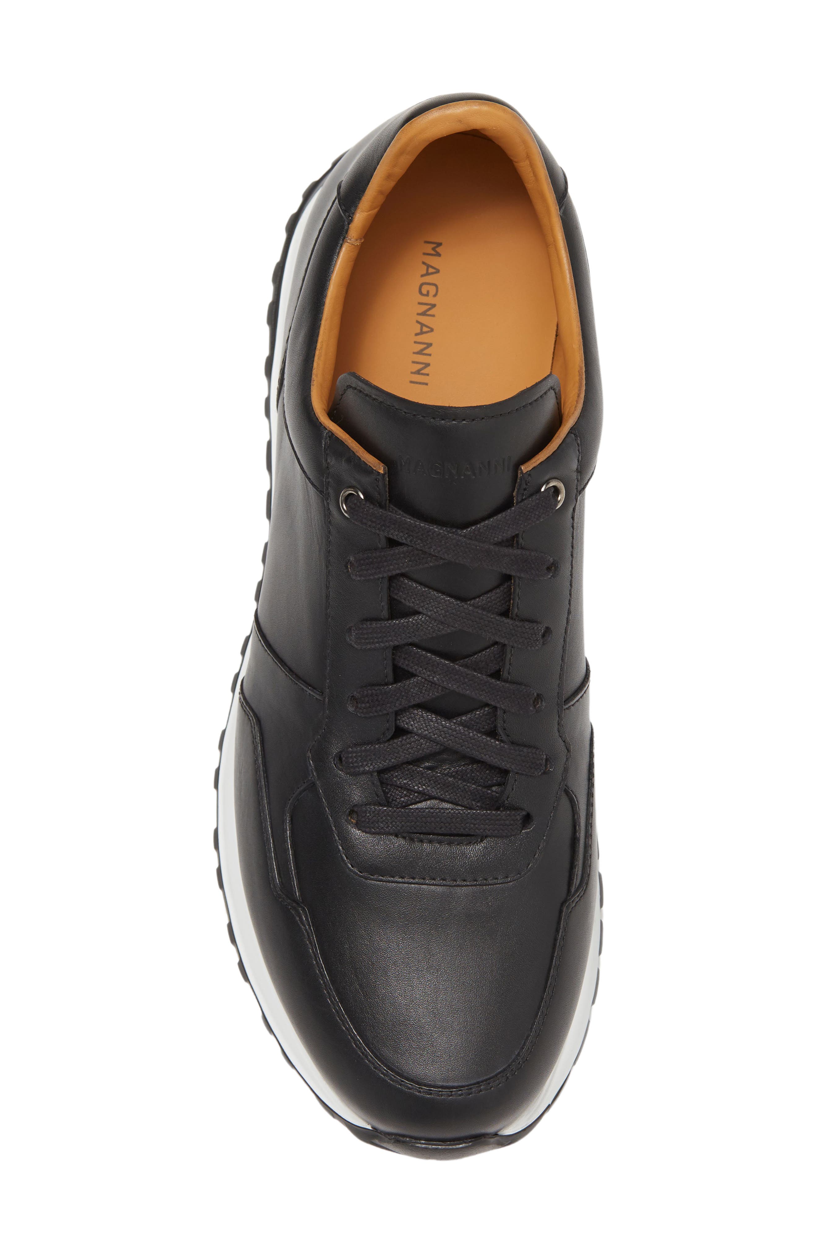 Magnanni Fado Leather Sneaker, Alternate, color, Black