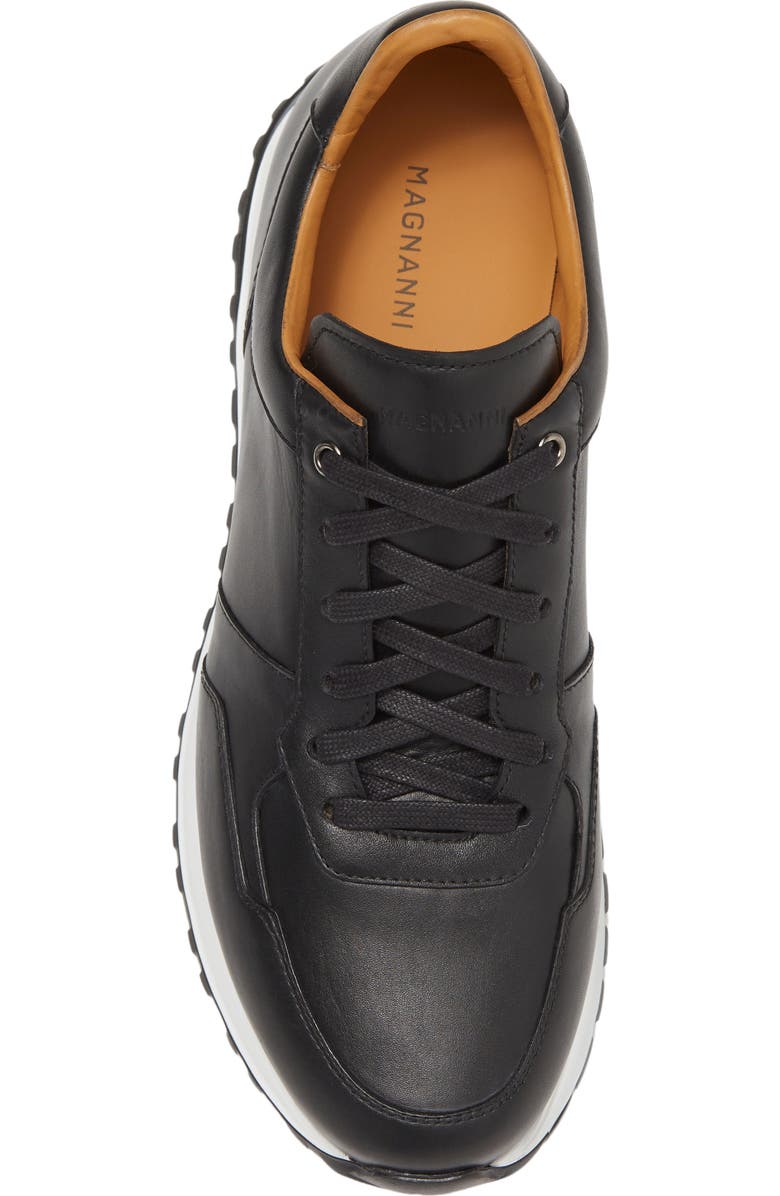 Magnanni Fado Leather Sneaker, Alternate, color, Black