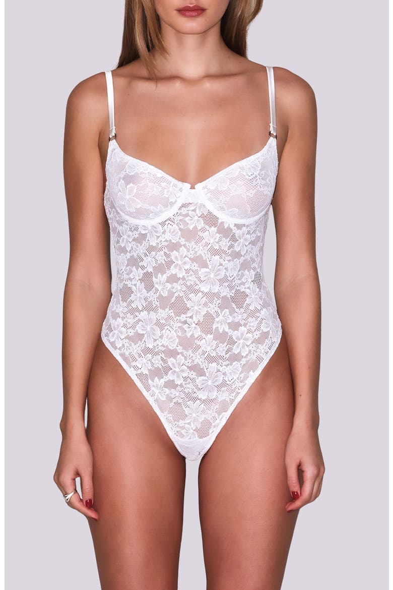 Le Stretch Lace Bodysuit, Alternate, color, IVORY