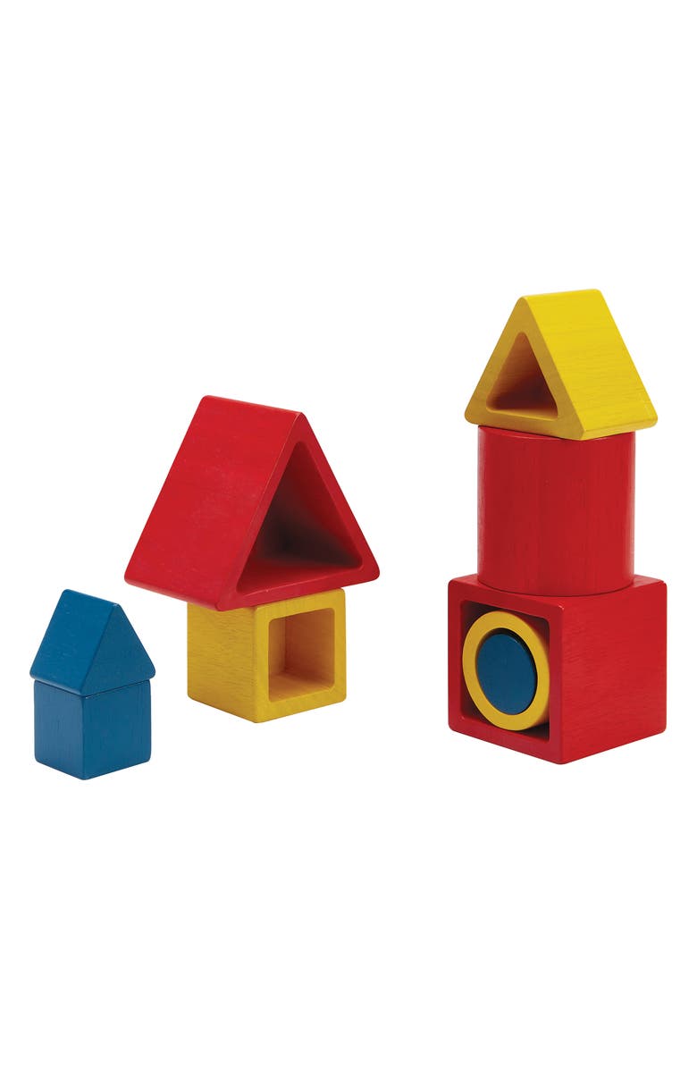 PlanToys<sup>®</sup> Nesting Puzzle, Alternate, color, Red Multi