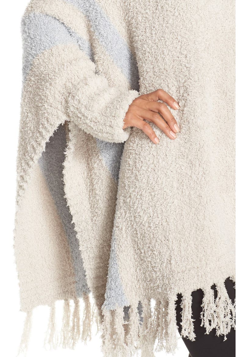 'Cozy Chic® Beach' Fringe Lounge Poncho, Alternate, color, STONE/ OCEAN