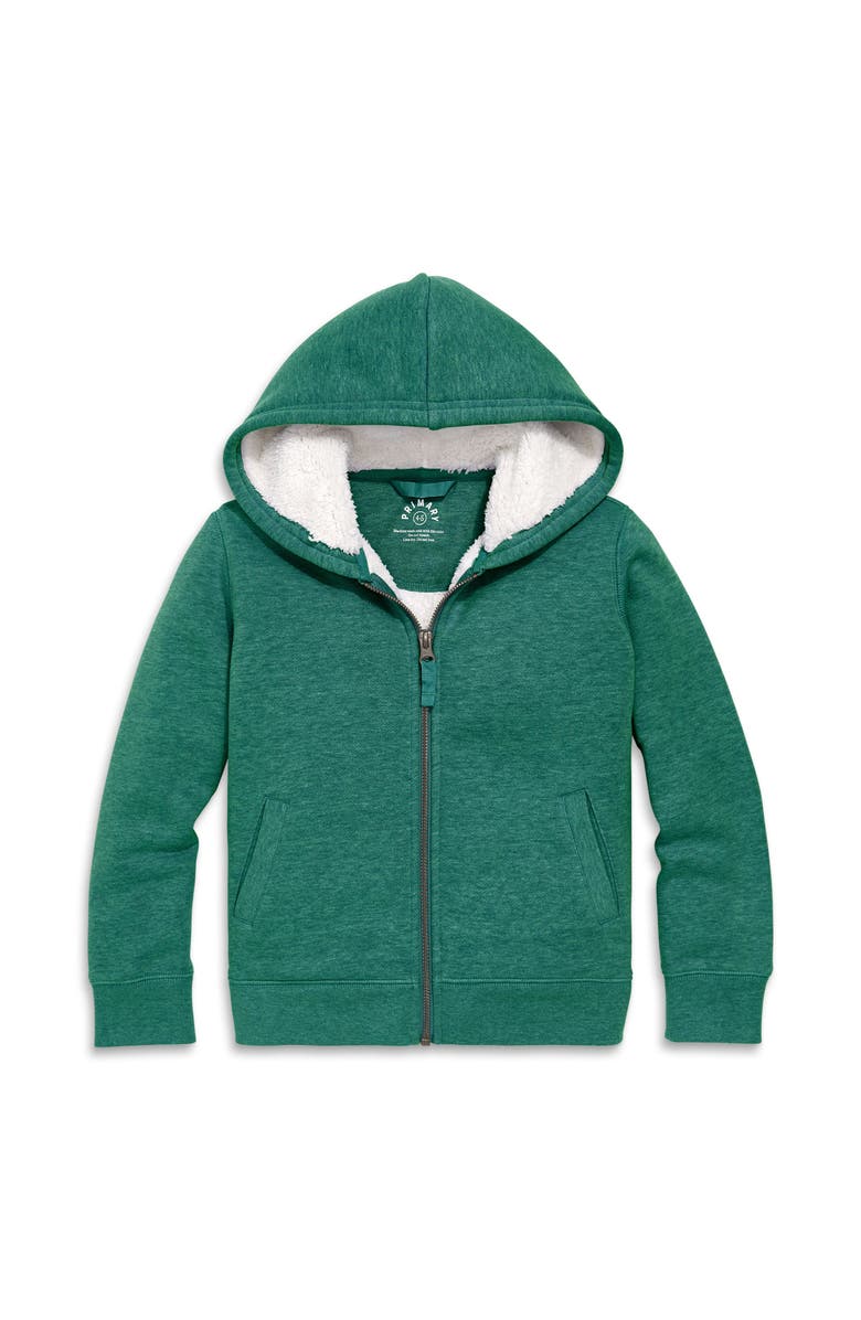 Primary Teddy Fleece-Lined Zip Hoodie, Main, color, Heather Spruce