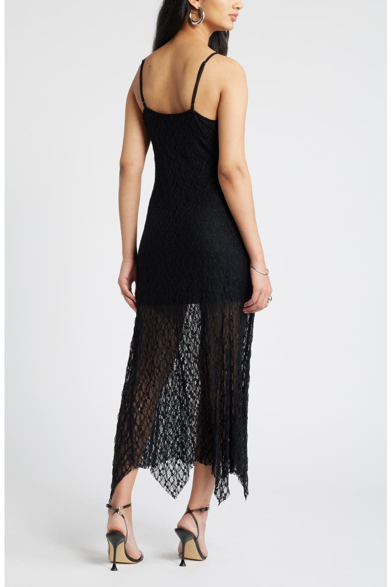 Lace Midi Dress, Alternate, color, BLACK