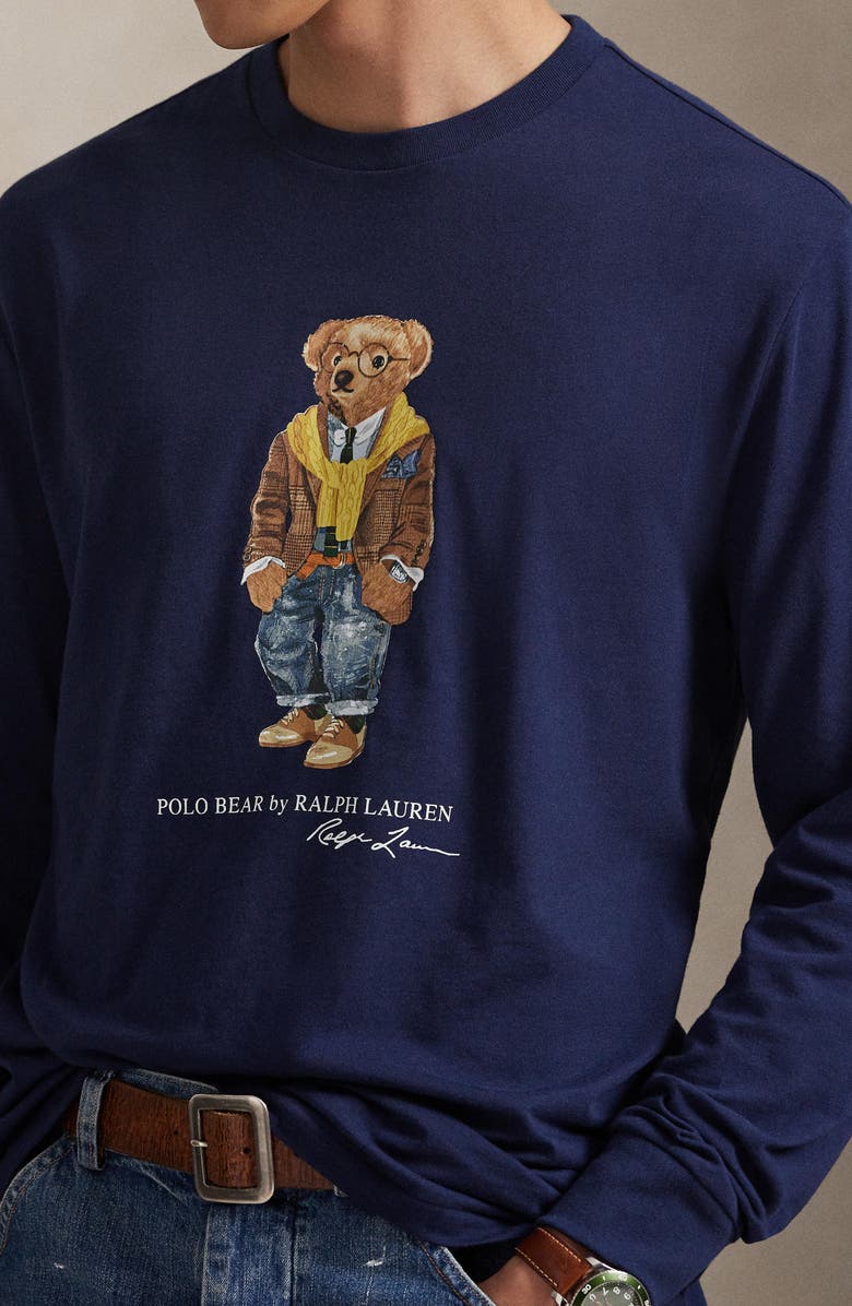 Polo Ralph Lauren Polo Bear Classic Fit Long Sleeve Cotton Graphic T-Shirt, Alternate, color, Newport Navy/Valley Bear