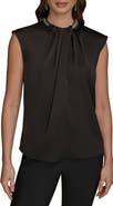 Donna Karan New York Twist Neck Hardware Sleeveless Top