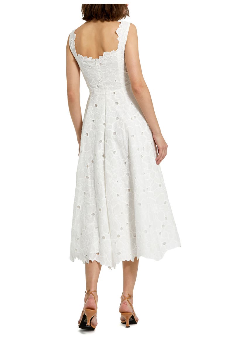 Mac Duggal Embroidered Floral A Line Sleeveless Midi Dress, Alternate, color, White