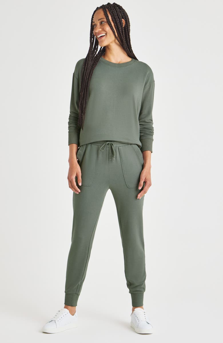 Splendid Supersoft Sweatshirt, Alternate, color, Soft Vintage Olive Branch